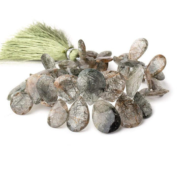10x10-21x14mm Tourmalinated & Rutilated Faceted Pears & Hearts 8 inch 44 pcs (ONLINE ORDER ONLY)