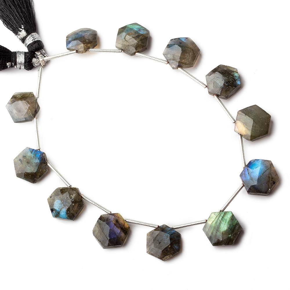 10x10mm Labradorite faceted hexagon top drilled beads 7 inch 12 pieces (ONLINE ORDER ONLY)