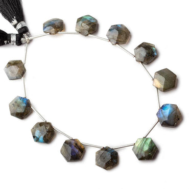 10x10mm Labradorite faceted hexagon top drilled beads 7 inch 12 pieces (ONLINE ORDER ONLY)