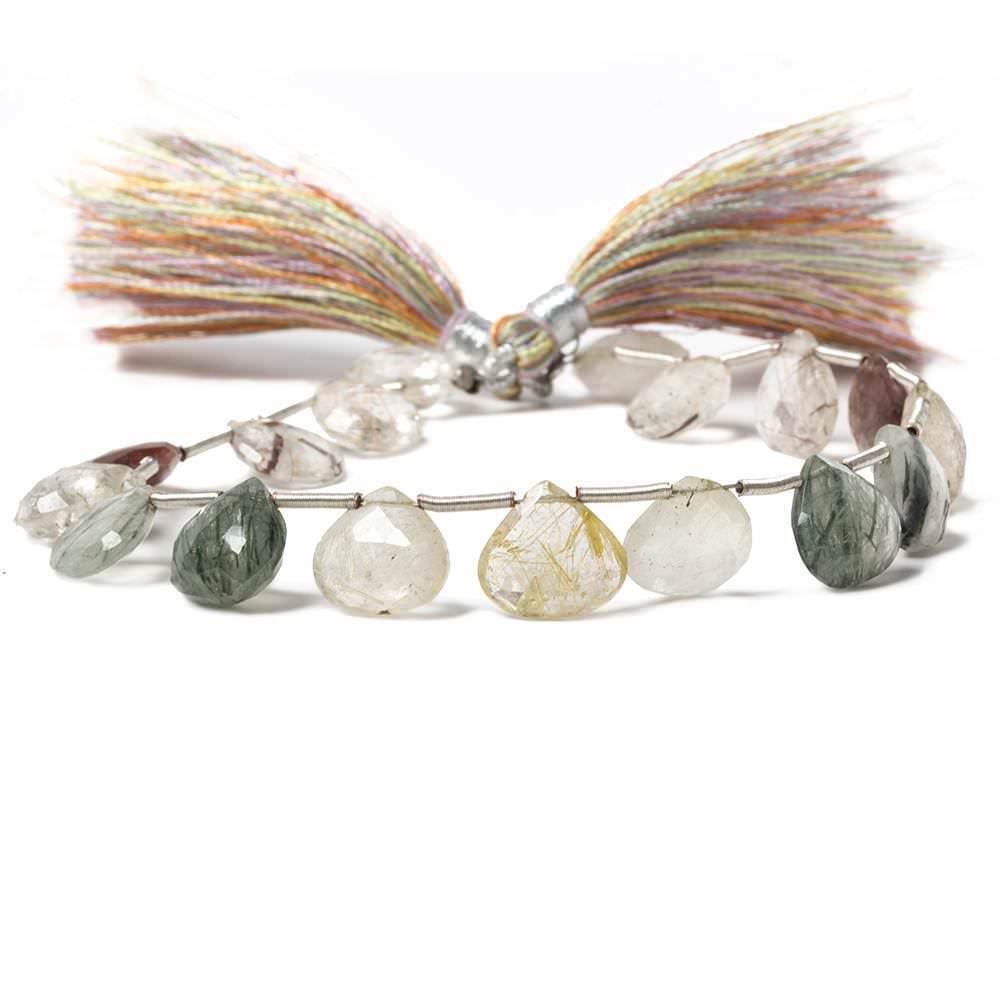 10x10mm Sagenitic Quartz Faceted Heart beads 8.25 inch 17 pieces (ONLINE ORDER ONLY)