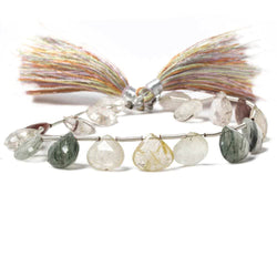 10x10mm Sagenitic Quartz Faceted Heart beads 8.25 inch 17 pieces (ONLINE ORDER ONLY)