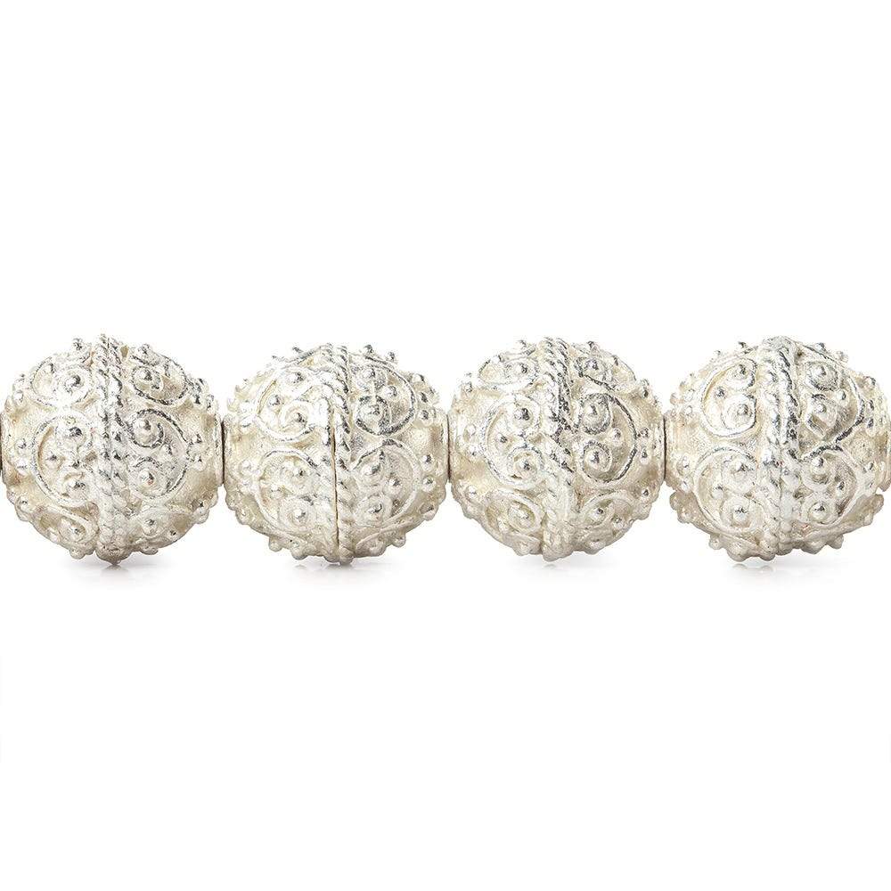 10x10mm Sterling Silver Plated Copper Bead Roval Victorian Swag with Miligrain 8 inch 20 pcs (ONLINE ORDER ONLY)