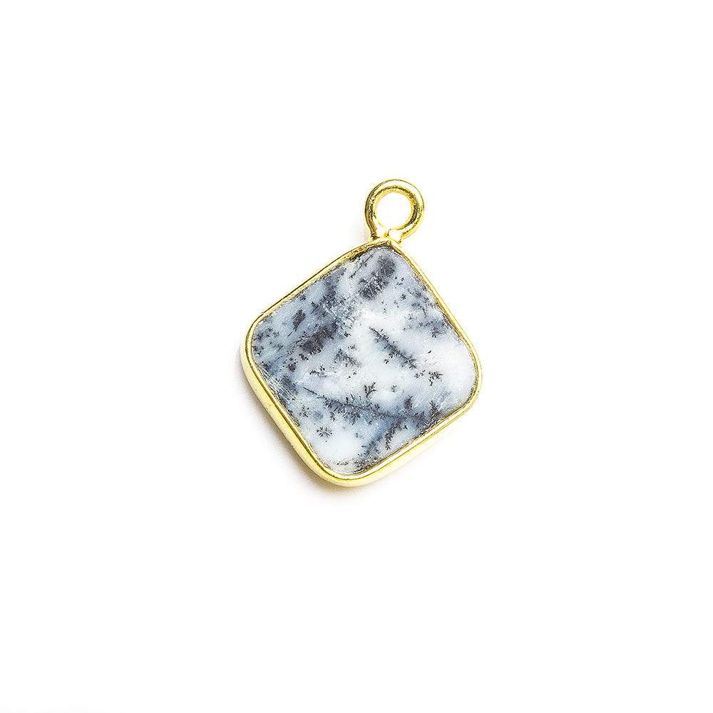10x10mm Vermeil Bezel Dendritic Opal Square Pendant 1 piece (ONLINE ORDER ONLY)