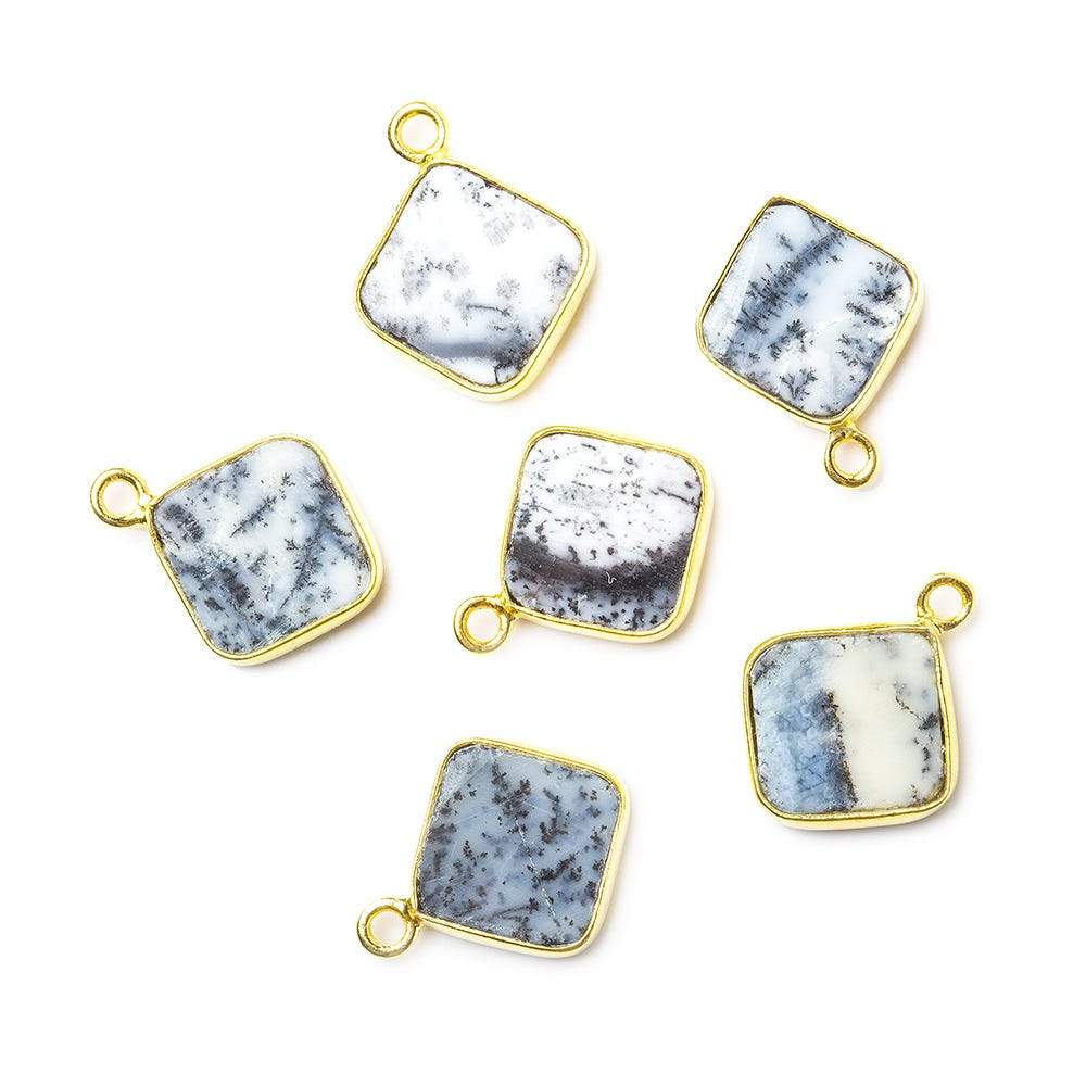 10x10mm Vermeil Bezel Dendritic Opal Square Pendant 1 piece (ONLINE ORDER ONLY)