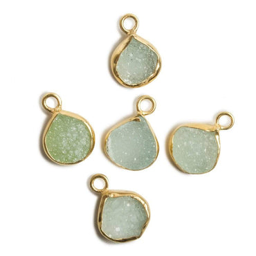 10x10mm Vermeil Bezel SeaGreen Drusy Heart 1 ring Charm Pendant 1 piece (ONLINE ORDER ONLY)