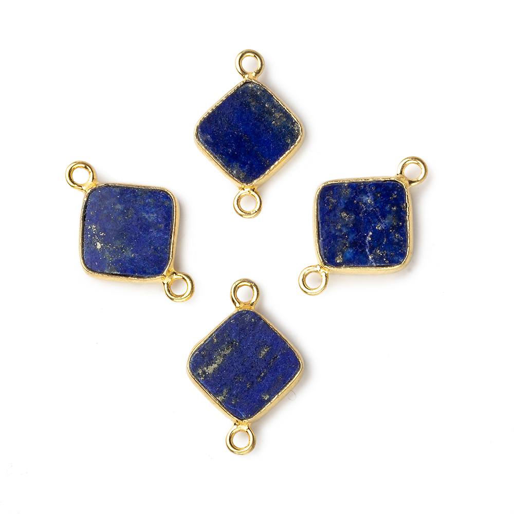 10x10mm Vermeil Bezeled Lapis plain square Connector 1 focal bead (ONLINE ORDER ONLY)