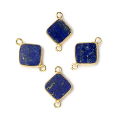 10x10mm Vermeil Bezeled Lapis plain square Connector 1 focal bead (ONLINE ORDER ONLY)