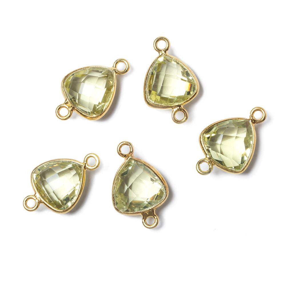 10x10mm Vermeil Bezeled Lemon Quartz trillion Connector 1 piece (ONLINE ORDER ONLY)
