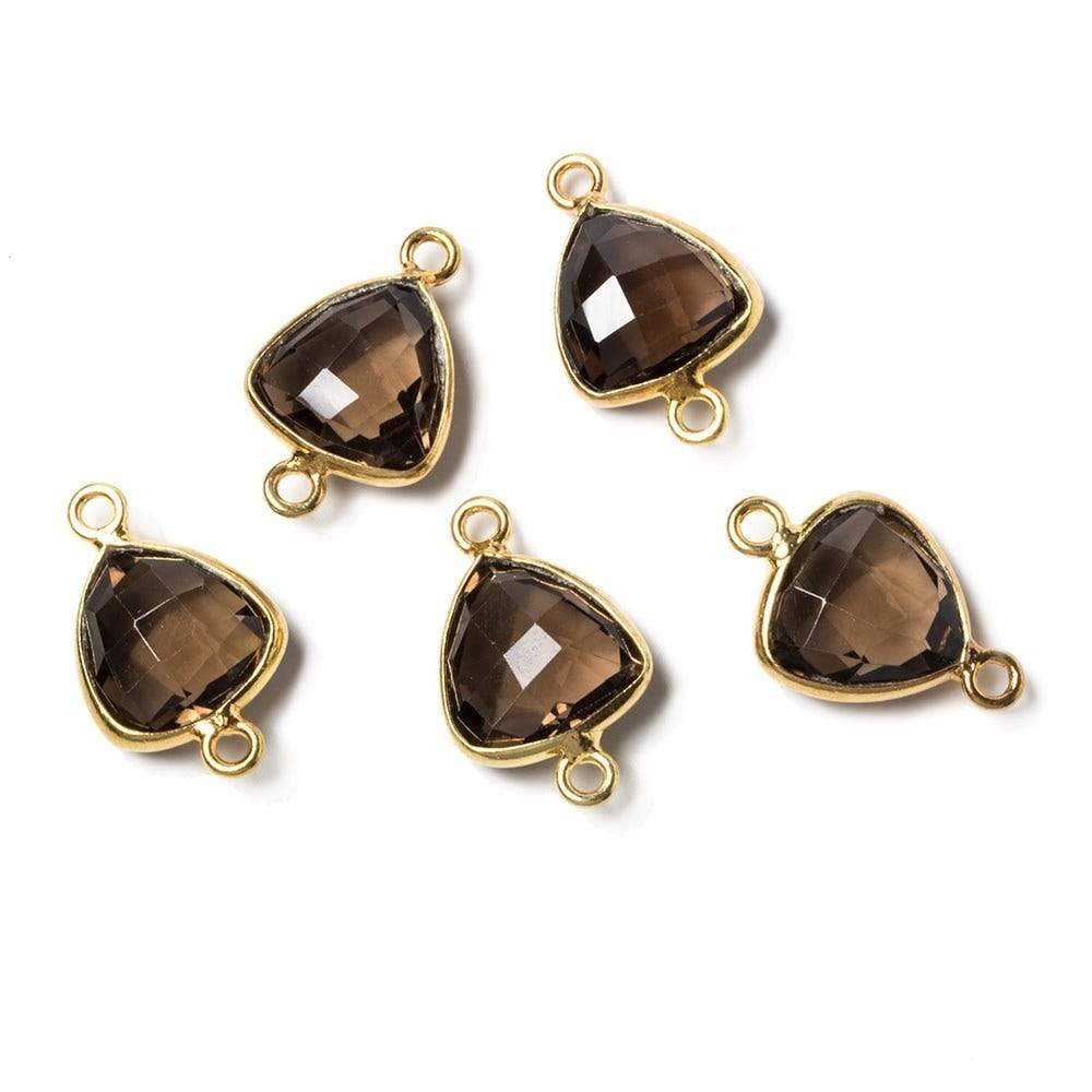10x10mm Vermeil Bezeled Smoky Quartz trillion Connector 1 piece (ONLINE ORDER ONLY)