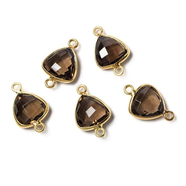 10x10mm Vermeil Bezeled Smoky Quartz trillion Connector 1 piece (ONLINE ORDER ONLY)