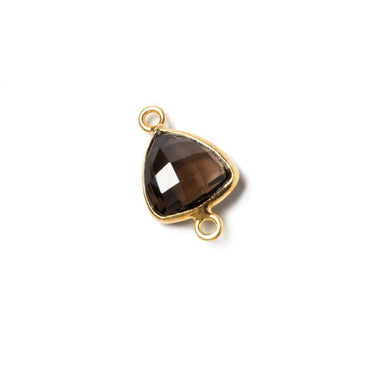 10x10mm Vermeil Bezeled Smoky Quartz trillion Connector 1 piece (ONLINE ORDER ONLY)