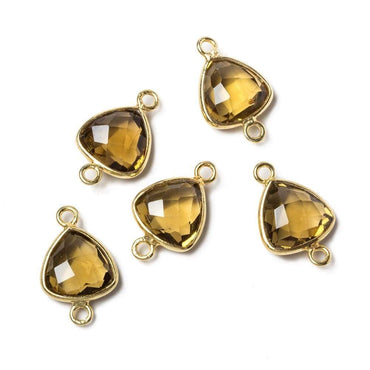 10x10mm Vermeil Bezeled Whiskey Quartz trillion Connector 1 piece (ONLINE ORDER ONLY)