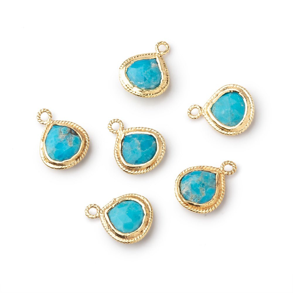 10x10mm Vermeil Twist Rope Bezel Turquoise Howlite Faceted Heart Pendant 1 piece (ONLINE ORDER ONLY)