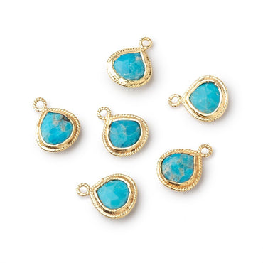 10x10mm Vermeil Twist Rope Bezel Turquoise Howlite Faceted Heart Pendant 1 piece (ONLINE ORDER ONLY)
