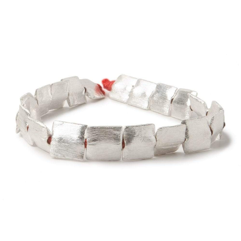 10mm Silver Plated Brushed Square Beads 8 inch 20 pieces (ONLINE ORDER ONLY)