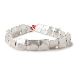 10mm Silver Plated Brushed Square Beads 8 inch 20 pieces (ONLINE ORDER ONLY)