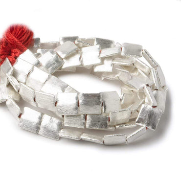 10mm Silver Plated Brushed Square Beads 8 inch 20 pieces (ONLINE ORDER ONLY)