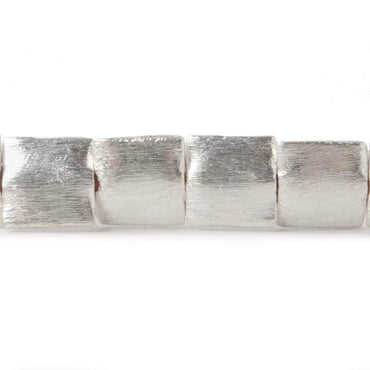 10mm Silver Plated Brushed Square Beads 8 inch 20 pieces (ONLINE ORDER ONLY)