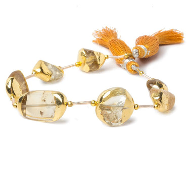 10x10x5-20x12x6mm Gold Leafed Citrine Plain Nugget Focal Bead Strand 8 inch 7 pieces (ONLINE ORDER ONLY)