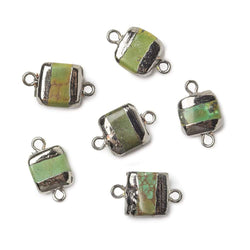 10x10x5mm Black Gold Leafed Imitation Turquoise plain square connector 1 piece (ONLINE ORDER ONLY)