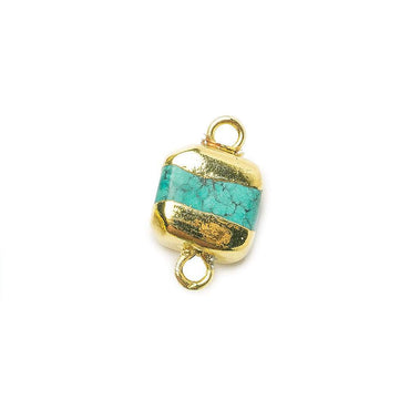 10x10x5mm Gold Leafed Turquoise plain square connector 1 piece (ONLINE ORDER ONLY)