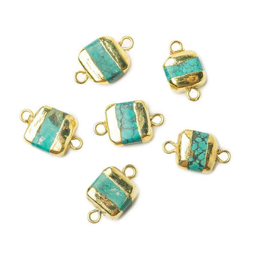 10x10x5mm Gold Leafed Turquoise plain square connector 1 piece (ONLINE ORDER ONLY)