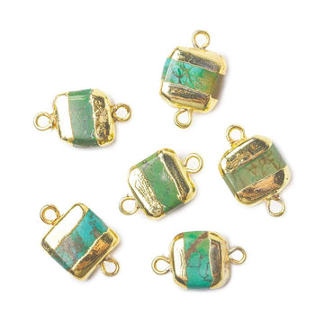 10x10x5mm Gold Leafed Imitation Turquoise plain square connector 1 piece (ONLINE ORDER ONLY)