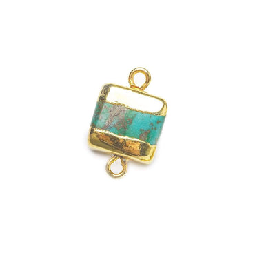 10x10x5mm Gold Leafed Imitation Turquoise plain square connector 1 piece (ONLINE ORDER ONLY)