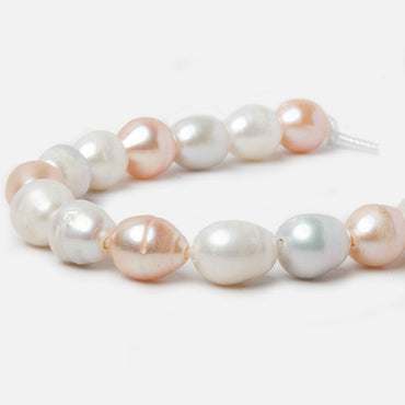 10x11-10x12mm White & Peach Baroque Large Hole Freshwater Pearls 8 inch 16 pieces (ONLINE ORDER ONLY)
