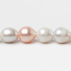 10x11-10x12mm White & Peach Baroque Large Hole Freshwater Pearls 8 inch 16 pieces (ONLINE ORDER ONLY)