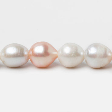 10x11-10x12mm White & Peach Baroque Large Hole Freshwater Pearls 8 inch 16 pieces (ONLINE ORDER ONLY)