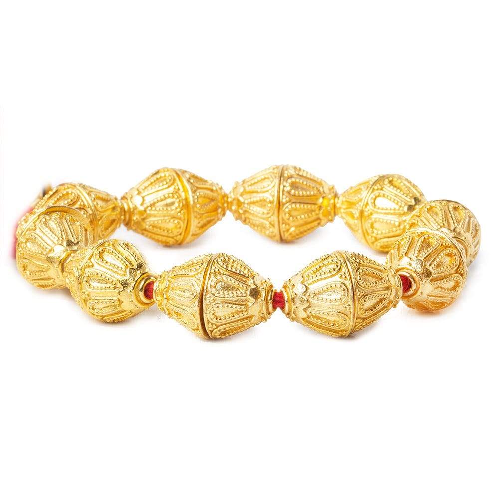 10x14mm 22kt Gold Plated Copper Miligrain Design Bead Cap 8 inch 20 pieces (ONLINE ORDER ONLY)