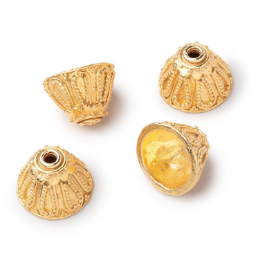 10x14mm 22kt Gold Plated Copper Miligrain Design Bead Cap Set of 4 pieces (ONLINE ORDER ONLY)