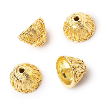 10x14mm 22kt Gold Plated Copper Miligrain Design Set of 4 Bead Caps (ONLINE ORDER ONLY)