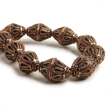 10x14mm Antiqued Copper Miligrain Design Bead Cap 8 inch 20 pieces (ONLINE ORDER ONLY)