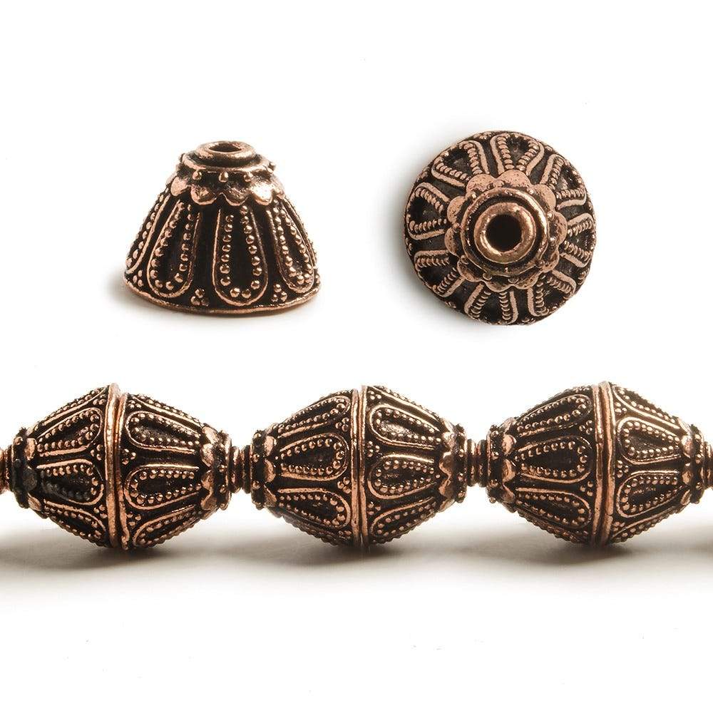 10x14mm Antiqued Copper Miligrain Design Bead Cap 8 inch 20 pieces (ONLINE ORDER ONLY)