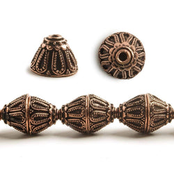 10x14mm Antiqued Copper Miligrain Design Bead Cap 8 inch 20 pieces (ONLINE ORDER ONLY)