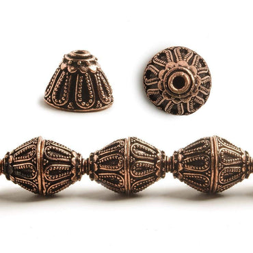 10x14mm Antiqued Copper Miligrain Design Bead Cap 8 inch 20 pieces (ONLINE ORDER ONLY)