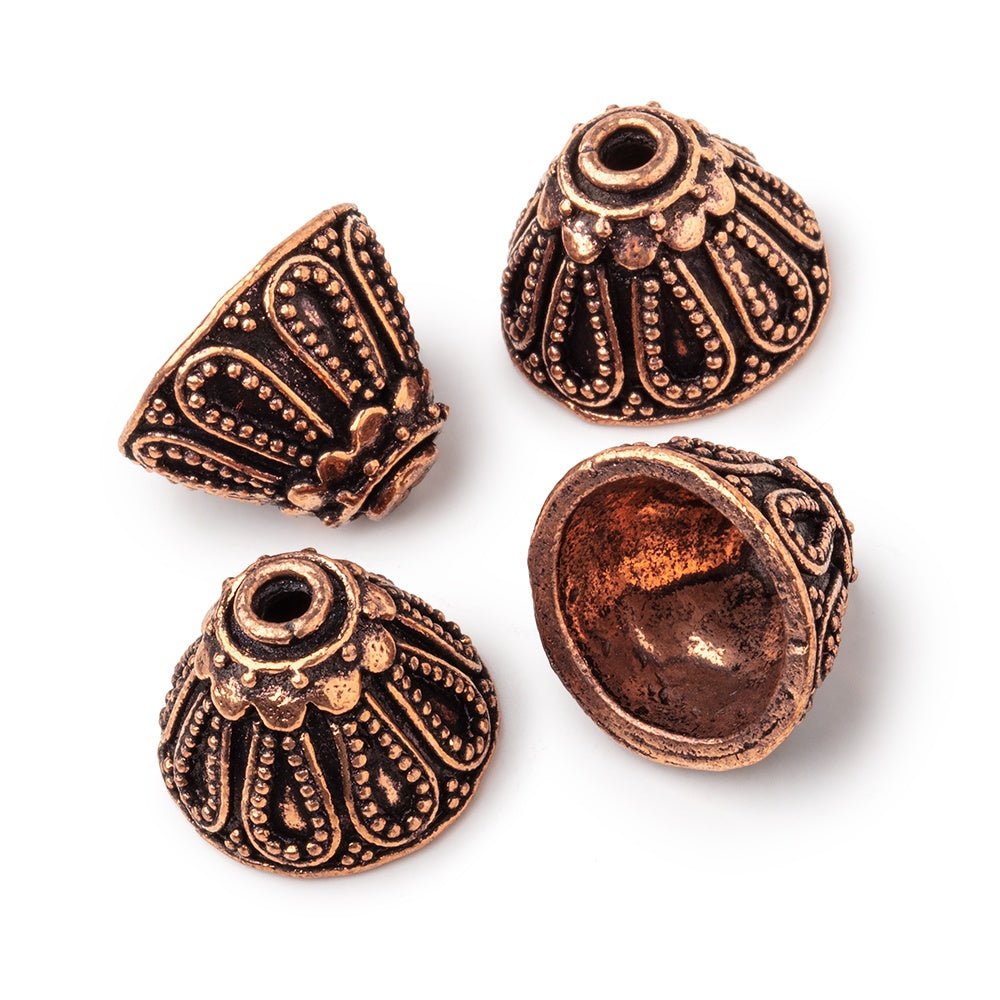 10x14mm Antiqued Copper Miligrain Design Bead Cap Set of 4 pieces (ONLINE ORDER ONLY)
