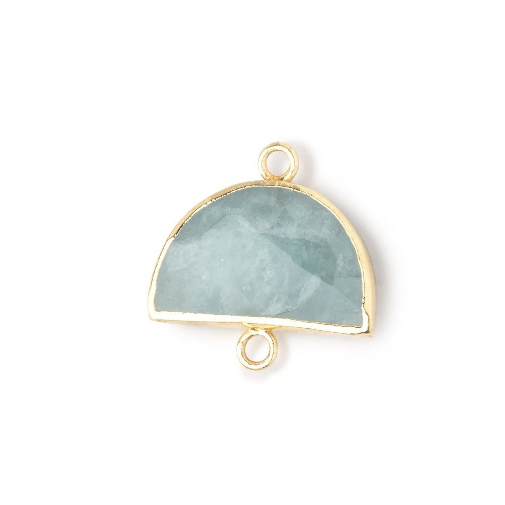 10x15mm Gold Leafed Aquamarine Faceted Half Moon Focal Connector 1 piece (ONLINE ORDER ONLY)