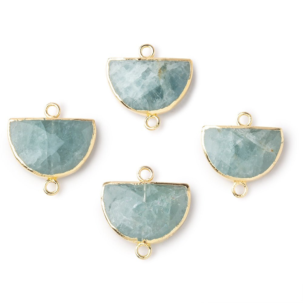 10x15mm Gold Leafed Aquamarine Faceted Half Moon Focal Connector 1 piece (ONLINE ORDER ONLY)