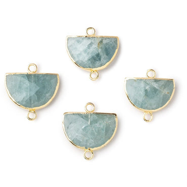 10x15mm Gold Leafed Aquamarine Faceted Half Moon Focal Connector 1 piece (ONLINE ORDER ONLY)