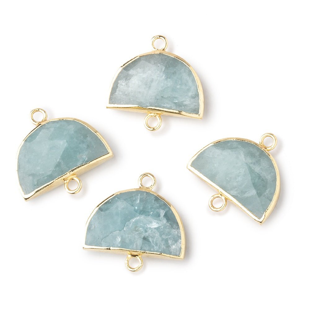 10x15mm Gold Leafed Aquamarine Faceted Half Moon Focal Connector 1 piece (ONLINE ORDER ONLY)
