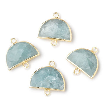 10x15mm Gold Leafed Aquamarine Faceted Half Moon Focal Connector 1 piece (ONLINE ORDER ONLY)