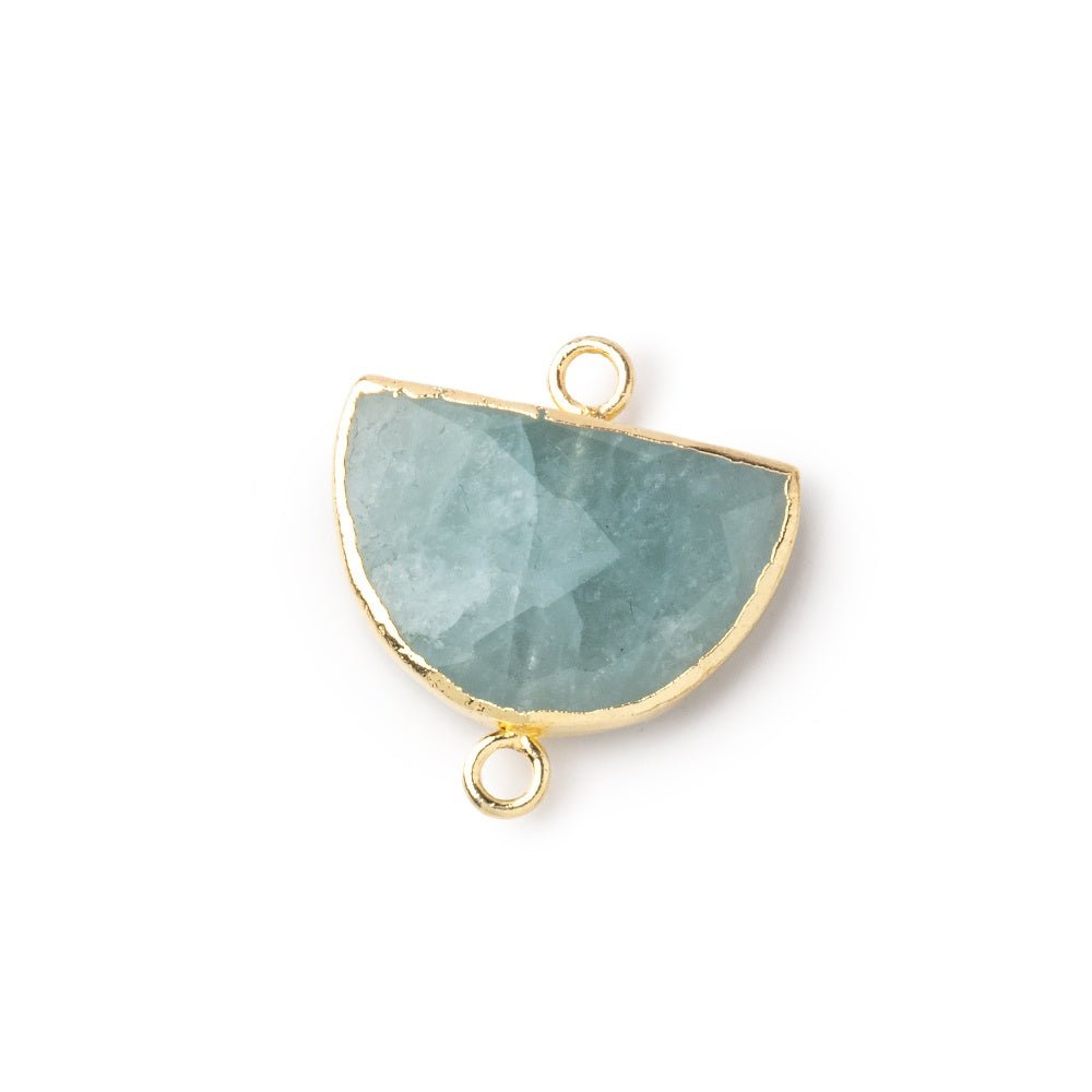10x15mm Gold Leafed Aquamarine Faceted Half Moon Focal Connector 1 piece (ONLINE ORDER ONLY)