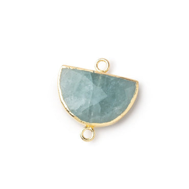 10x15mm Gold Leafed Aquamarine Faceted Half Moon Focal Connector 1 piece (ONLINE ORDER ONLY)