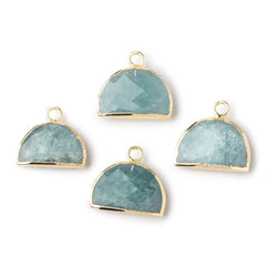 10x15mm Gold Leafed Aquamarine Faceted Half Moon Focal Pendant 1 piece (ONLINE ORDER ONLY)