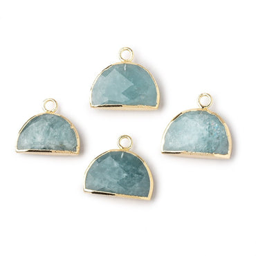10x15mm Gold Leafed Aquamarine Faceted Half Moon Focal Pendant 1 piece (ONLINE ORDER ONLY)