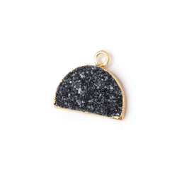 10x15mm Gold Leafed Black Drusy Half Moon Focal Pendant 1 piece (ONLINE ORDER ONLY)