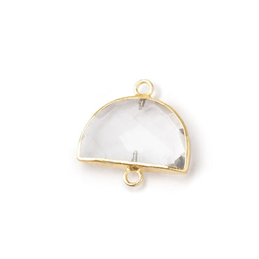 10x15mm Gold Leafed Crystal Quartz Faceted Half Moon Focal Connector 1 piece (ONLINE ORDER ONLY)